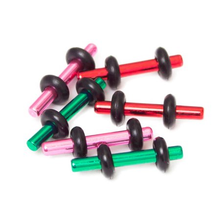 Ear Piercing Gauges - 6-Pack 14ga Titanium Anodized 316L Surgical Steel + O-Rings