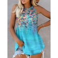 thumbnail image 3 of Womens Summer Halter High Neck Tie Dye Floral Print Casual Sleeveless Shirts Tank Top and Blouses, 3 of 3