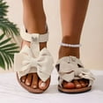 thumbnail image 4 of ShiShine Women's Ankle Strap Bow Sandals Criss Cross Open Toe Bowknot Dressy Beach Flat Sandals, 4 of 9