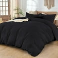 thumbnail image 2 of 800 Thread Count 100% Egyptian Cotton Lightweight 5-PCs Duvet Set ( 1 Duvet Cover Zipper Closure With Corner Ties & 4 Pillow Shams ) Solid Style ( King/Cal-King, Black ), 2 of 5