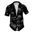 thumbnail image 2 of FAOWME Men'S Halloween Shirts Short Sleeve Turndown Collar Buttons Skull Print Soft Comfortable Blouse For Casual Daily Wear,Dark Gray,Xl, 2 of 5