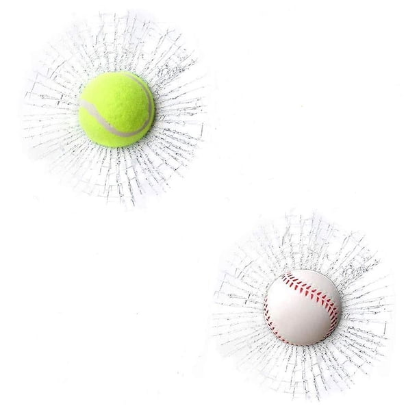 2 Pack 3D Cracked Glass Stickers, Broken Glass Baseball Stickers, Funny Car Stickers, Tennis Balls, Pranks, Cracked Glass Stickers