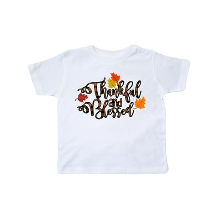

Inktastic Plaid Thankful and Blessed with Autumn Leaves Gift Toddler Boy or Toddler Girl T-Shirt