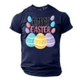 thumbnail image 2 of ibuvkizy Happy Easter Shirts for Men Egg Printed Shirts,Men's Casual Easter Print Crew-neck Short Sleeve Top/shirt Navy,M, 2 of 4