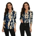 thumbnail image 6 of Women’s 3/4 Sleeve V-Neck Collared Polo Shirt Button Down Shirt Business Work Blouses, 6 of 6