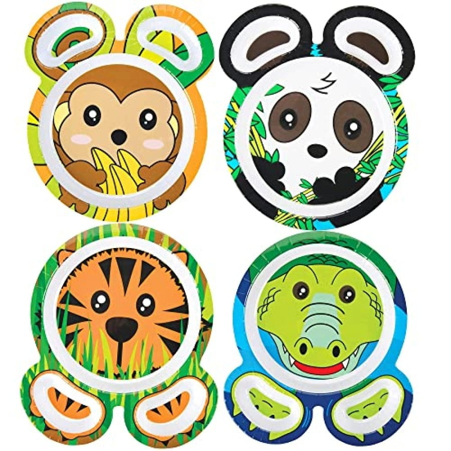 Bentology Zoo Friends Mealtime Melamine Feeding Plates Set of 4 Different Cute Animal Pal