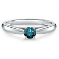 thumbnail image 3 of Gem Stone King 10K Two Tone Gold Blue Diamond Engagement Ring for Women | 0.27 Cttw | Round 4MM | Gemstone April Birthstone | Size 9, 3 of 6