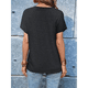 thumbnail image 5 of Tops Henley de Corta para Mujer, Cuello en V, Elegantes, Informales, Holgados, Negros, Talla S, 5 of 6