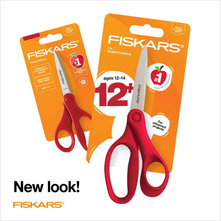 Fiskars Kids Scissors (7 inch) - Red, 1pc, School Supplies 