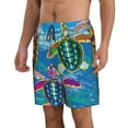 thumbnail image 2 of Bixox Men's Little Sea Turtles printing Casual Classic Fit Short Summer Beach Shorts, 2 of 6
