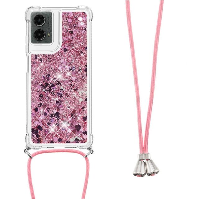 Funda FOXDOCK para Motorola Moto G 5G 2024 con Cuerda Ajustable, Brillo Líquido, Protección Antigolpes y Lente – Ideal para Regalo