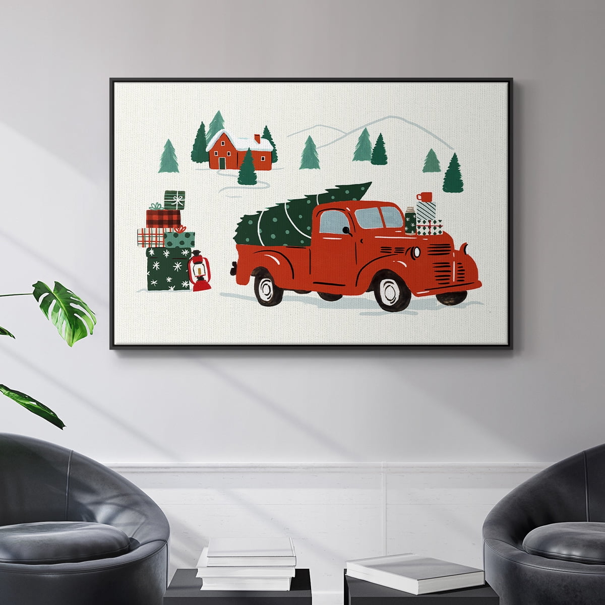 Going to Grandmas Collection A - Framed Gallery Wrapped Holiday Canvas - 27 x 41 - Black Frame
