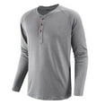 thumbnail image 2 of Zimjoy Mens Long Sleeve Tops Casual Button Down Henley Tops Regular Fit Crewneck Clothes Lightweight Fall Clothes for Men, Gray M, 2 of 4
