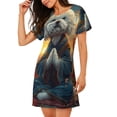 thumbnail image 2 of Uemuo Sunset Meditating Bichon Frise Pattern Women’s Nightdress – Casual Sleep Shirt, Soft Relaxed Fit Short-Sleeved Cotton Sleepwear for Home, Bedtime, and Lounging, 2 of 6