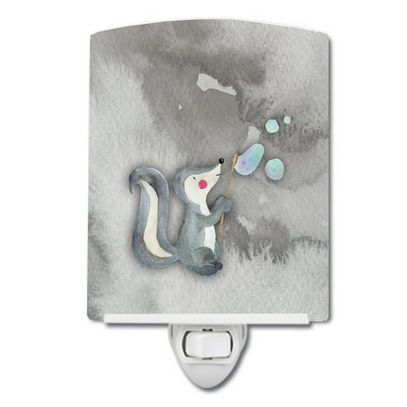 Caroline's Treasures BB7352CNL Skunk and Bubbles Watercolor Ceramic Night Light, 6x4x3", multicolor