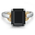 thumbnail image 3 of Gem Stone King 925 Silver and 10K Yellow Gold Black Onyx Solitaire Engagement Ring for Women | 3.13 Cttw | Octagon 10X8MM | Gemstone December Birthstone | Size 7, 3 of 6