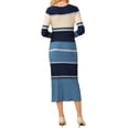 thumbnail image 3 of INSPIRE CHIC Women's Striped Sweater Dress Long Sleeve Casual Work Ribbed Knit Bodycon Dresses L Grey Blue, 3 of 5