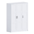 thumbnail image 2 of 3 Doors Wooden Wardrobe Closet Armoire, White Storage Cabinet for Hanging Clothes, Bedroom Large Capacity Freestanding Armoire,Wood Wardrobe Combination with Shelves, 2 of 7