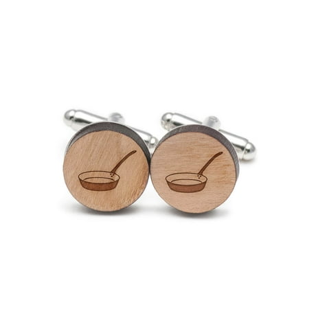 Frying Pan Cufflinks, Wood Cufflinks Hand Made in the USA