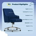 thumbnail image 5 of Serta Scarlett Modern Mid-Back Office Chair Velvet Fabric Silver Metal Base Blue, 5 of 10
