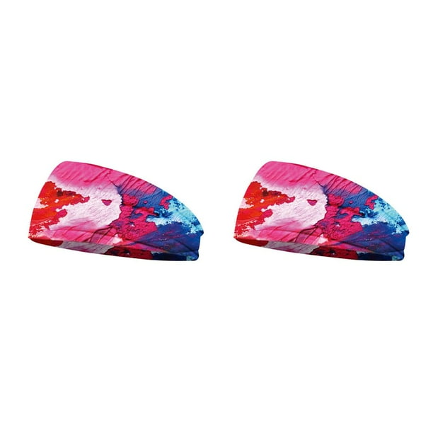 Minnieouse Diademas de ganchillo elásticas Unisex banda para la cabeza deportiva Tie-dye banda ancha para el sudor accesorios para el cabello mujeres tipo 17 2piezas Minnieouse CBP274558