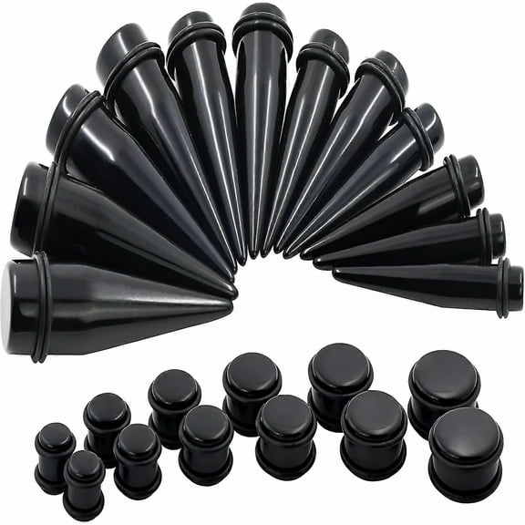 DESIGNICE 24pc Big Gauges Kit Ear Stretching 00g-20mm Acrylic Taper Plug Tunnels Piercing Kits