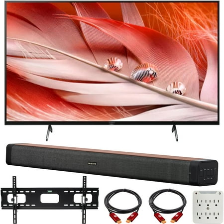 Sony XR50X90J 50-inch X90J 4K Ultra HD Full LED Smart TV (2021 Model), 60W 2.0 Channel Soundbar, 37"-100" TV, 6-Outlet Surge Adapter