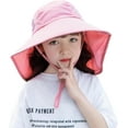 thumbnail image 3 of Minzimin Kids Sun Hat with Neck Flap UV Protection Summer Toddler Beach Hat Unisex Ponytail Hat Wide Brim Fishing Hat, 3 of 6
