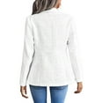 thumbnail image 3 of Women's Elegant Double-Breasted Blazer Jacket Casual Long Sleeve Tweed Coat with Pockets Beige, 3 of 4