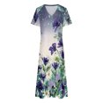 thumbnail image 4 of IROINNID Long Dresses For Women Loose Leisure Graphic Printed Short Sleeve V-neck Dress On Sale, 4 of 5