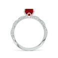 thumbnail image 2 of ANGARA Cushion Rectangular Lab Grown Ruby Twisted Rope Shank Engagement Ring for Women in 14K White Gold (Size-8x6mm) | July Birthstone, Anniversary, Jewelry Gift for Women | Lab-Grown Ruby Ring, 2 of 8