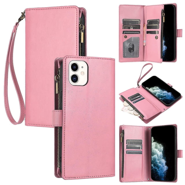 Funda con tapa estilo vintage para iPhone 12 Mini, ranura para múltiples tarjetas, protección total, estilo retro, material PU+TPU
