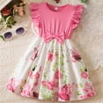 thumbnail image 2 of Fesfesfes Girls'Summer Solid Color Short Sleeve Crew Neck Elastic Waistband Dress with Pockets Casual Comfortable Cotton Blend Dress for Kids(Pink,6 Years), 2 of 9