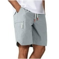 thumbnail image 3 of cocolona Mens Summer Casual Shorts Elastic Waist Drawstring Straight Knee Length Gym Workout Running Shorts with Zipper Pockets, 3 of 3