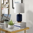thumbnail image 2 of Henn&Hart Mid-Century Ceramic Mini Accent Lamp with Drum Shade in Navy, 2 of 3