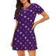 thumbnail image 1 of Disketp Purple Mardi Gras para Camisón Corto de Manga Corta para Mujeres, Camisón Cómodo con Escote Redondo, Bonito y Confortable, 1 of 6