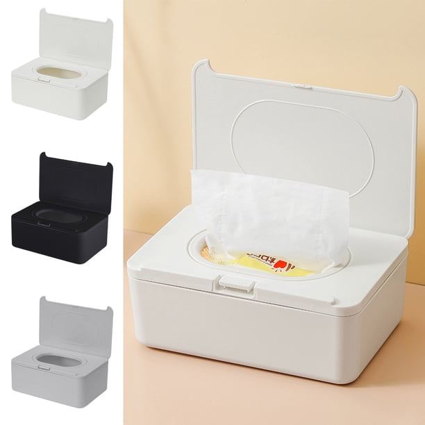 Funda para caja de pañuelos desechables, 1 unidad, 19 x 13 x 7 cm, organizador dispensador de plástico para encimeras de tocador de cocina y baño y cómodas de dormitorio (negro)