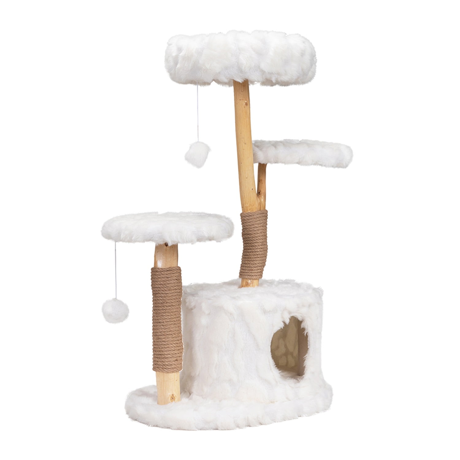 Pefilos 31" Cat Tree Tower for Indoor Cats, Modern Cat Tree with Condo and Climbing Perches, Kitten Scratching Tree, White Pefilos 31" Cat Tree Tower for Indoor Cats, Modern Cat Tree with Condo and Climbing Perches, Kitten Scratching Tree, White