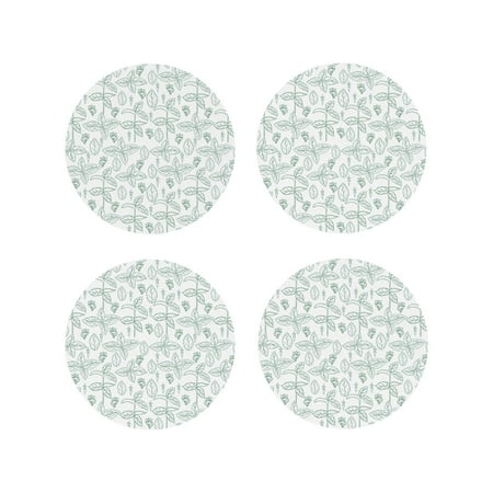 

Junzan Leaf Print Print Coasters for Drinks - Leather Coasters Set of 4 for Coffee Table for Housewarming/Kitchen/Bar/Decor-Round Shape