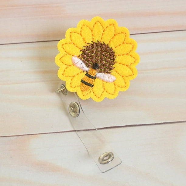 Jovati Retractable Badge Holder With Clip Sunflower Badge Reel Holder Accurate Stitching Strap Telescopic Retracting Clip Id Badge Holders Retractable