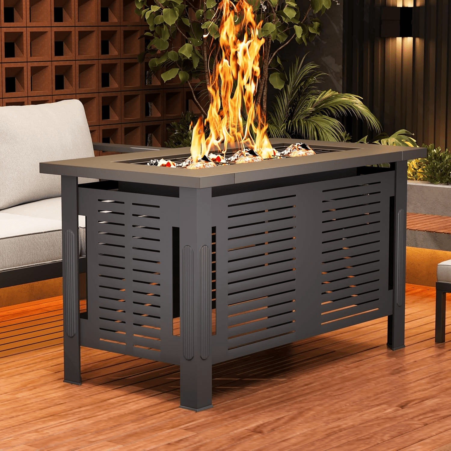 AECOJOY Patio Furniture Set with Fire Pit Table,Aluminum Outdoor Furniture Sets Clearance Metal Patio Sets on sale, Outdoor Conversation Sets, Green