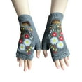 thumbnail image 3 of CUZIBR Winter Gloves Women Elegant Embroidered Flower Thermal Knitted Fingerless Gloves Warm Soft Textured Hand Mittens Cozy Fashion For Running Driving Hiking, 3 of 3