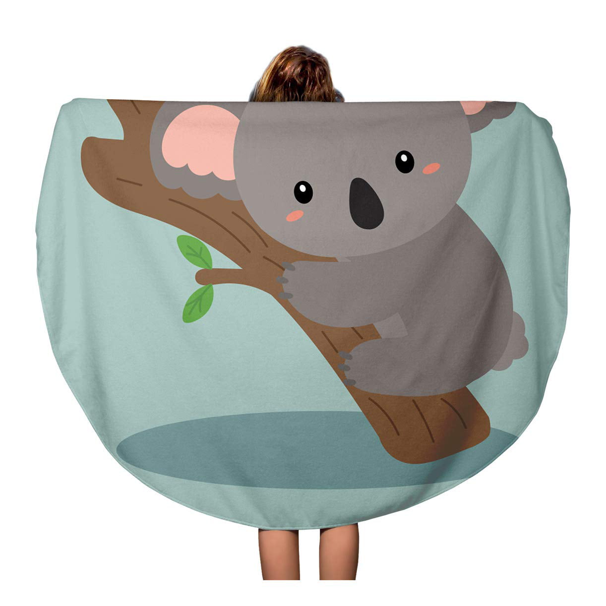 SIDONKU 60 inch Round Beach Towel Blanket Bear Cute Koala Australia  Australian Baby Cartoon Character Travel Circle Circular Towels Mat  Tapestry Beach Throw 