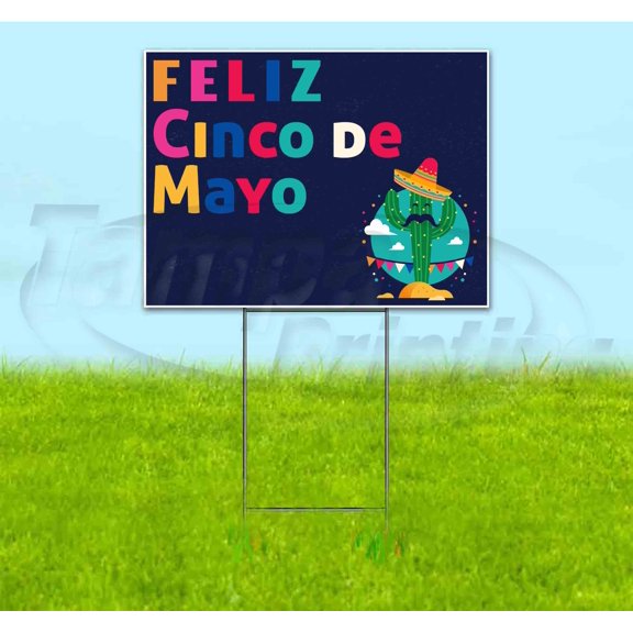 Cinco De Mayo (18" x 24") Yard Sign, Includes Metal Step Stake
