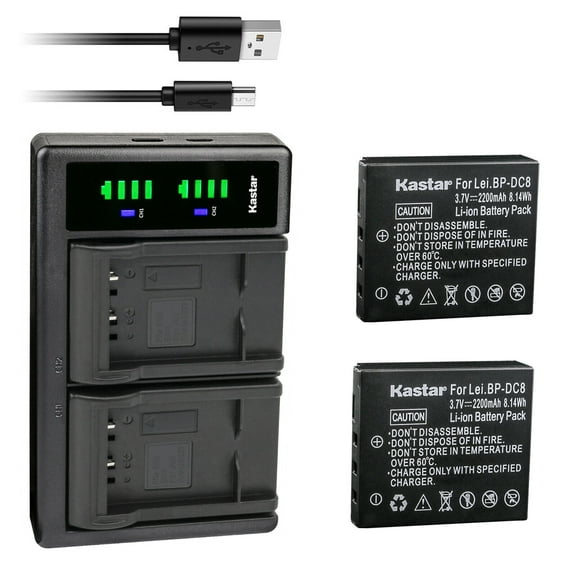 Kastar 2-Pack Battery and LTD2 USB Charger Compatible with Leica 18706, EA-DC-8, BP-DC8, BPDC8, BP-DC8E BPDC8E Battery, Leica MINI-M, Leica X Vario, Leica X1, Leica X2, Leica X-U (Typ 113) Cameras
