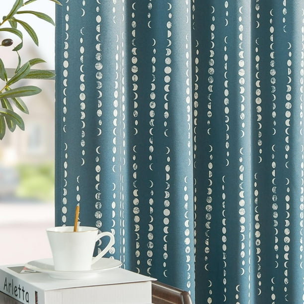 Cortinas Blackout JINCHAN Fases Lunares Impresas Azul 244 cm