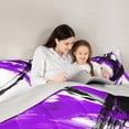 thumbnail image 4 of Manfei Abstract Brushstroke Twin Comforter Sets, Watercolor Art Bedding Set, Purple, Black and White, Gray Reversible 2 Pieces, 1 Comforter and 1 Pillowcase, 4 of 6