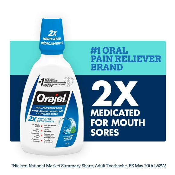 Orajel Antiseptic Rinse for Mouth Sores, 473mL