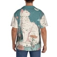 thumbnail image 3 of Rateoe Celestial Cat And Flowers Pattern Men's Short Sleeve Classic Shirt, Casual Short-Sleeved Shirt, Lightweight Summer Shirt, Cuban Collar Shirt,Button-Front Shirt-4X-Large, 3 of 5