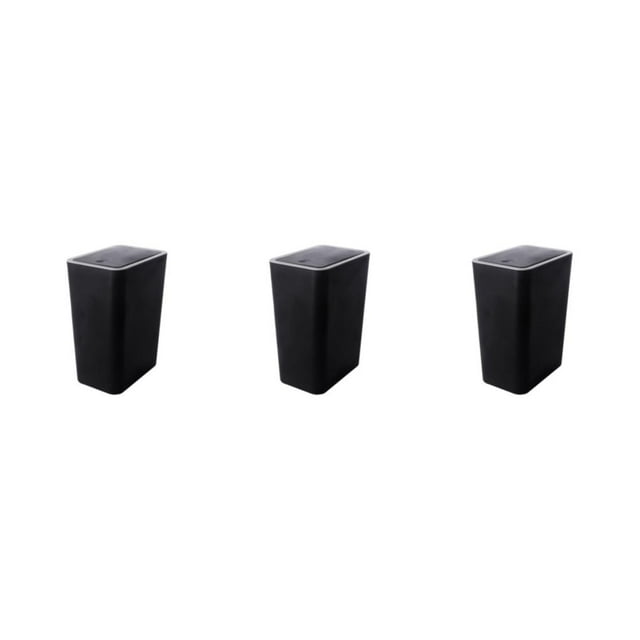 Thinsony Rectangular Trash Can - Easily Fit In Gap 12L Capacity Bathroom Kitchen Toilet Nordic With Black S 3Set